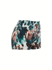 Bull Skull Print Skinny Shorts Women's Clothing