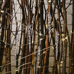 12pcs Christmas Faux Icicle Decor Transparent Hanging Ornaments