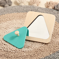 Wooden Geometric Shape Matching Puzzle Board with Mirror Early Educational Toy