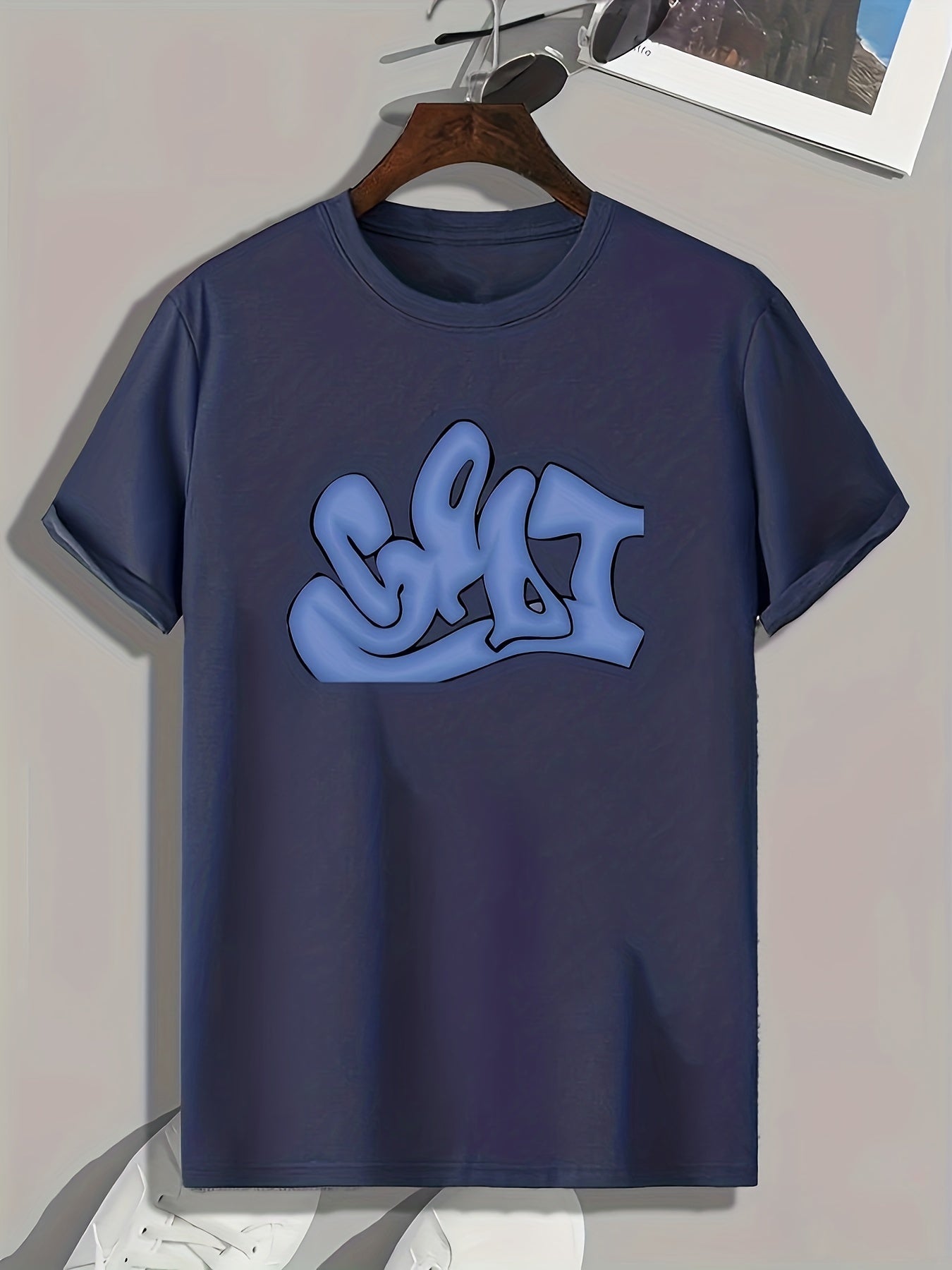 Abstract Letter Print Men's Sports T-shirt Graphic Tee