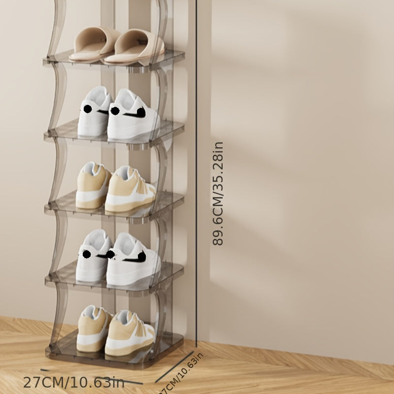 Clear Vertical Shoe Rack 8 Tiers Storage Organizer Space Saving