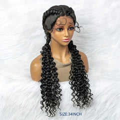 Long Box Braided Lace Front Wig with Baby Hair for Women