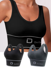 2pcs Letter Print Sports Bra Yoga Crop Tank Top Women's Activewear