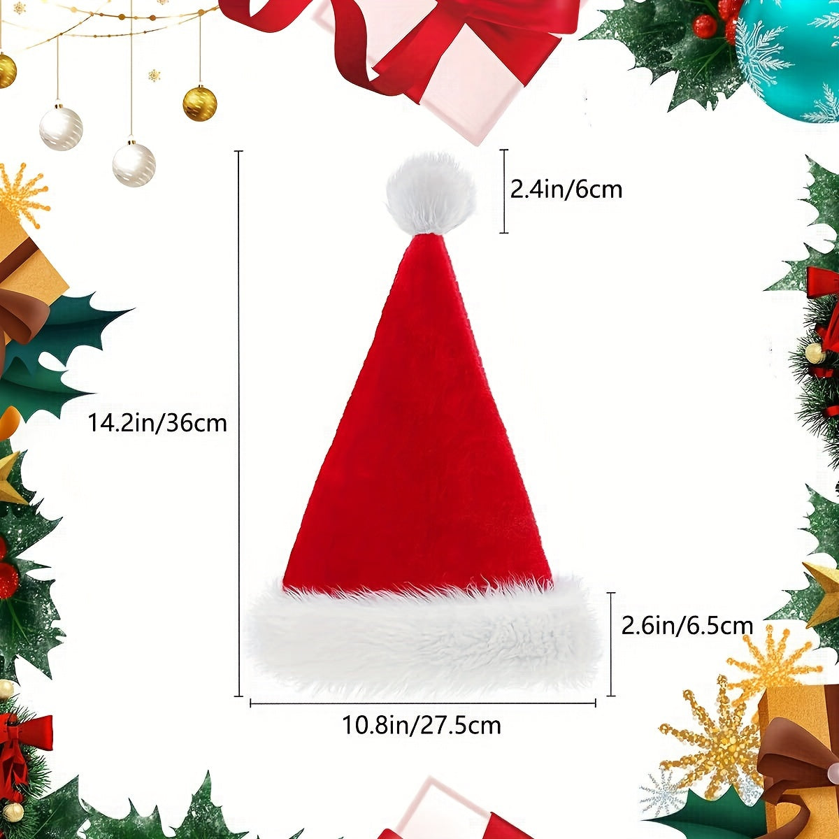 4pcs Santa Hat Christmas Hat Holiday Adults Soft Comfortable Velvet Thickened