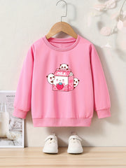 OERYUI Milk Panda Graphic Sweatshirt Comfy Pullover Kids Clothes