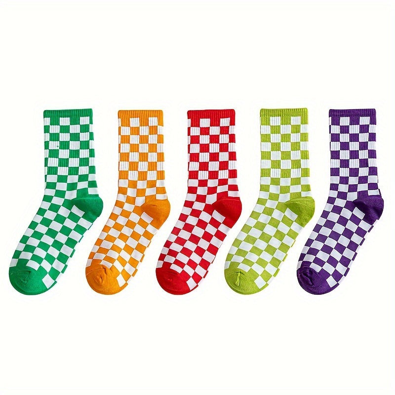 Plaid Print Socks Breathable All-match Stockings Women's Hosiery