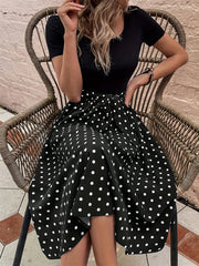 Polka Dot Print Dress Casual Short Sleeve Women's Clothing