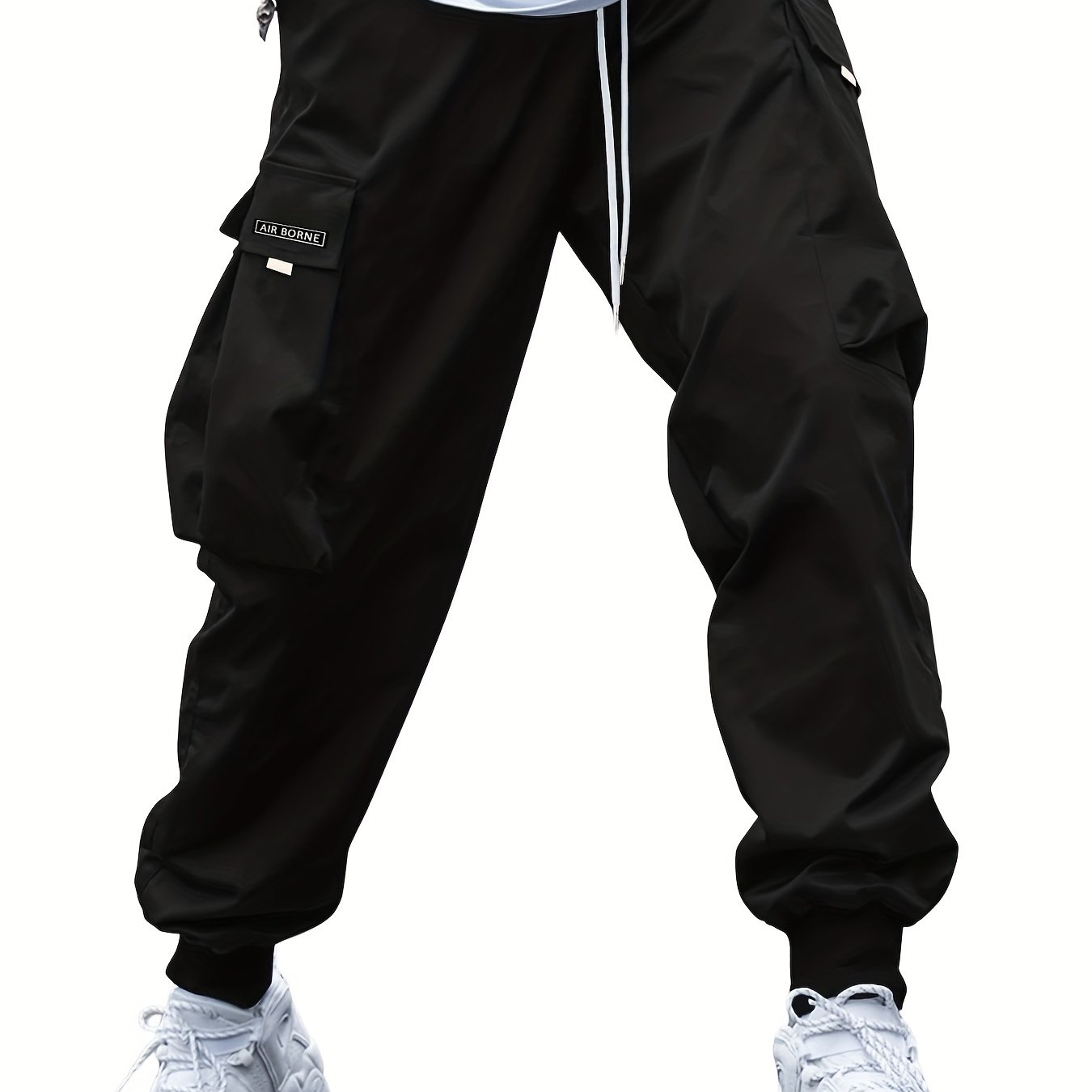 Men's Casual Cargo Pants with Drawstring Waist and Pockets