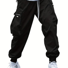 Men's Casual Cargo Pants with Drawstring Waist and Pockets