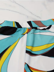 Holiday Abstract Print Set Tie Front Shirt & Shorts Outfit
