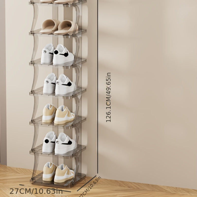 Clear Vertical Shoe Rack 8 Tiers Storage Organizer Space Saving