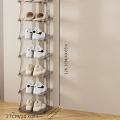 Clear Vertical Shoe Rack 8 Tiers Storage Organizer Space Saving