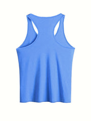 Cartoon Cow & Slogan Print Round Neck Vest Top