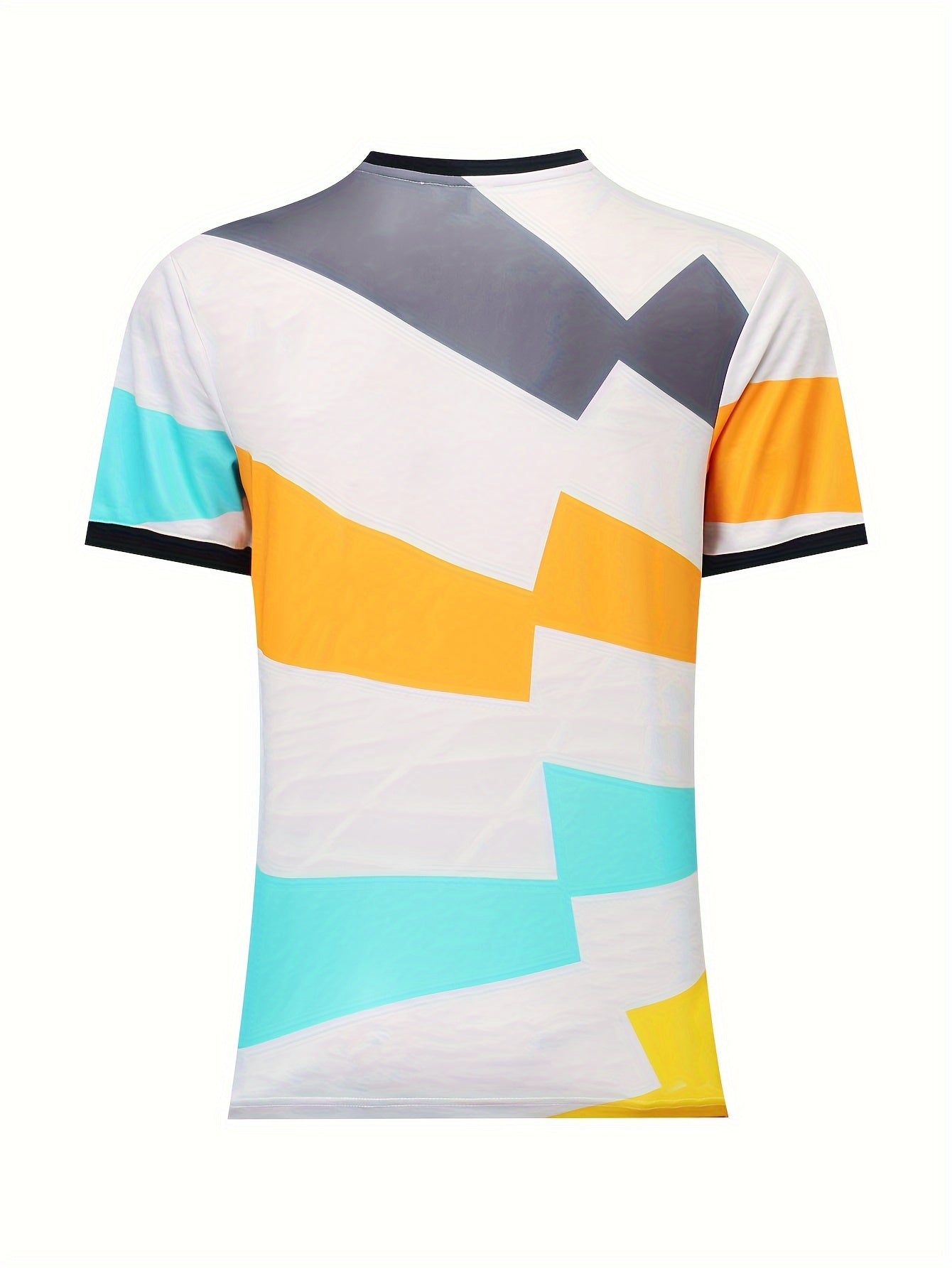 Men's Geometry Print Football Jersey Short Sleeve Soccer Club Uniform