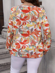 Floral Lantern Sleeve V Neck Top