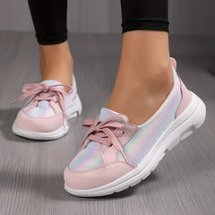 Women's Mesh Lace Up Slip on Walking Shoes Casual Flats