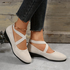 Women's Comfortable Closed Toe Slip On Wedge Shoes