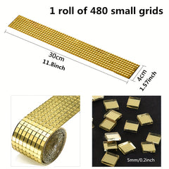 Mirror Mosaic Tiles 5x5mm Self Adhesive 3D Grid Sticker Peel Stick Disco