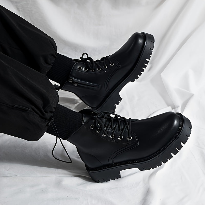 Men's High Top Platform Boots Non Slip Zip Up Shoes
