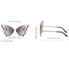Butterfly Rhinestone Sunglasses for Women - Party Prom Club
