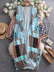Boho Cardigan Women's Plus Allover Print Long Sleeve Open Front Cardigan