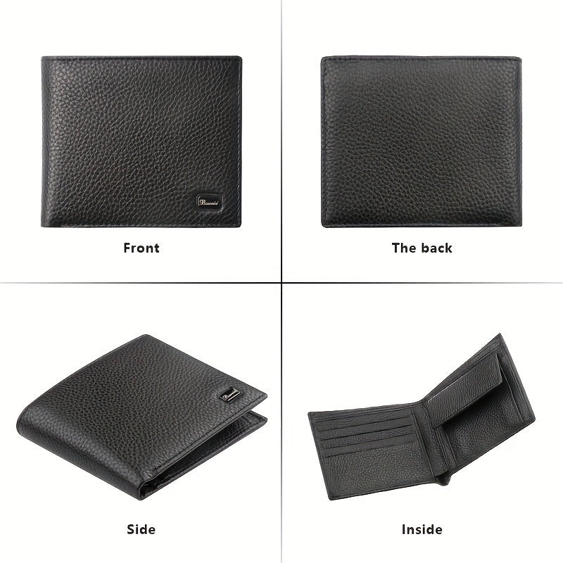 Men's RFID Anti theft Wallet Leather Short Wallet Money Clip Vintage