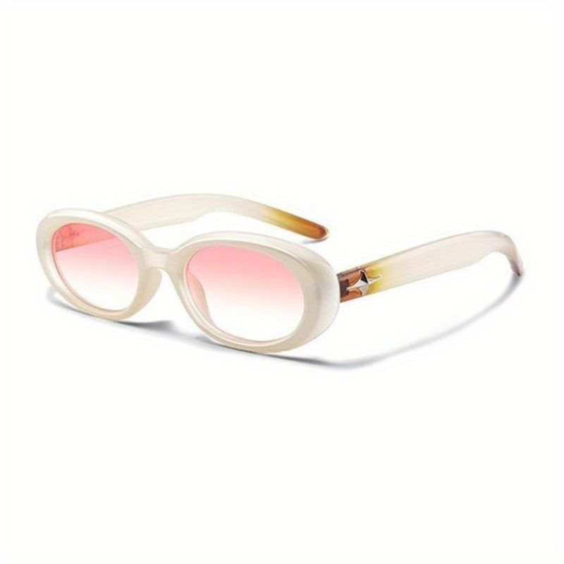 Y2K Oval Sunglasses Hiphop Star Decor Glasses UV400