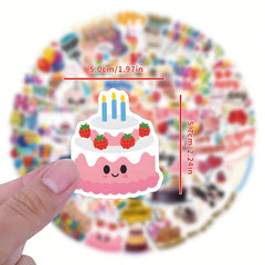 55 Cartoon Happy Birthday Stickers for Decorating Stationery Water Cups Mobiles