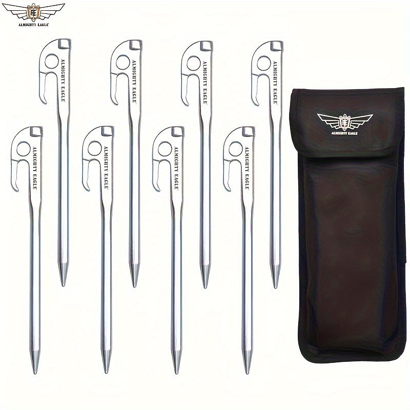 8pcs 420 Stainless Steel High Strength Ground Nails for Outdoor Camping Tent