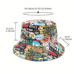 Vintage Cartoon Bucket Hat Unisex Sign Print Reversible Basin Hat