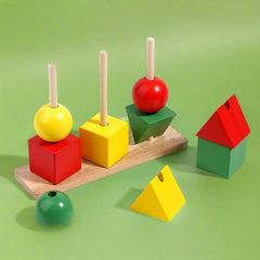 Colorful Wooden Geometric Shape Matching Set for Early Childhood