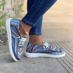 Women's Geometric Canvas Lace-Up Sneakers