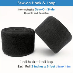 5.08cm Sew On Hook and Loop Strips - Non-Adhesive Nylon Tape
