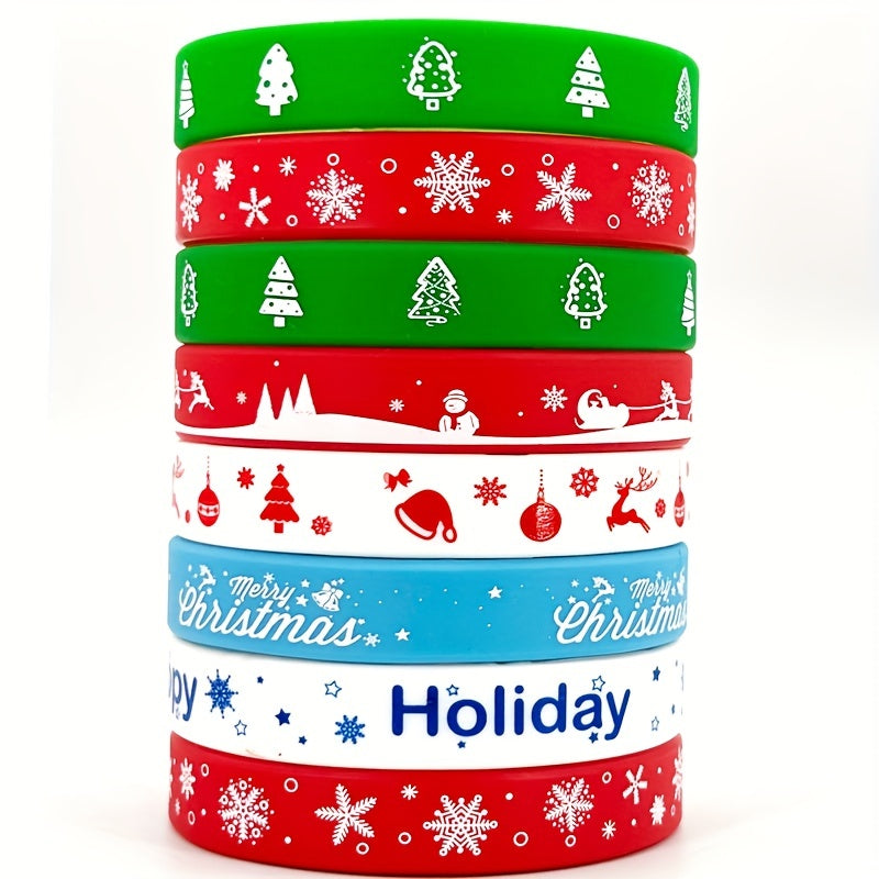 5pcs Christmas Cartoon Silicone Bracelet Holiday Gift Decoration