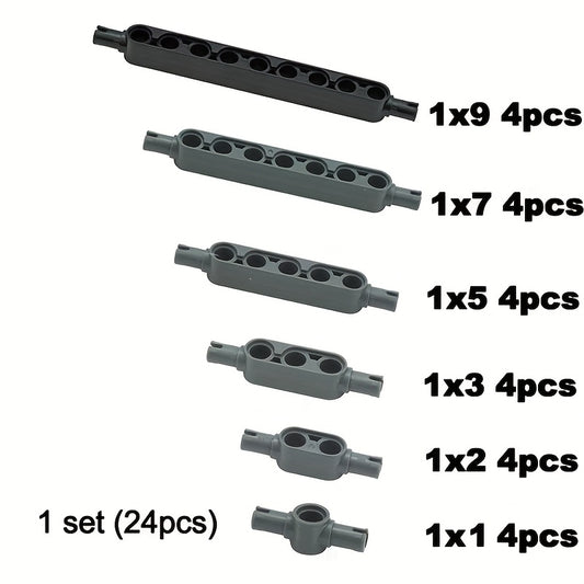 24pc Building Blocks Technology Parts Thick Beam w/ Bolt Holes on Both Ends