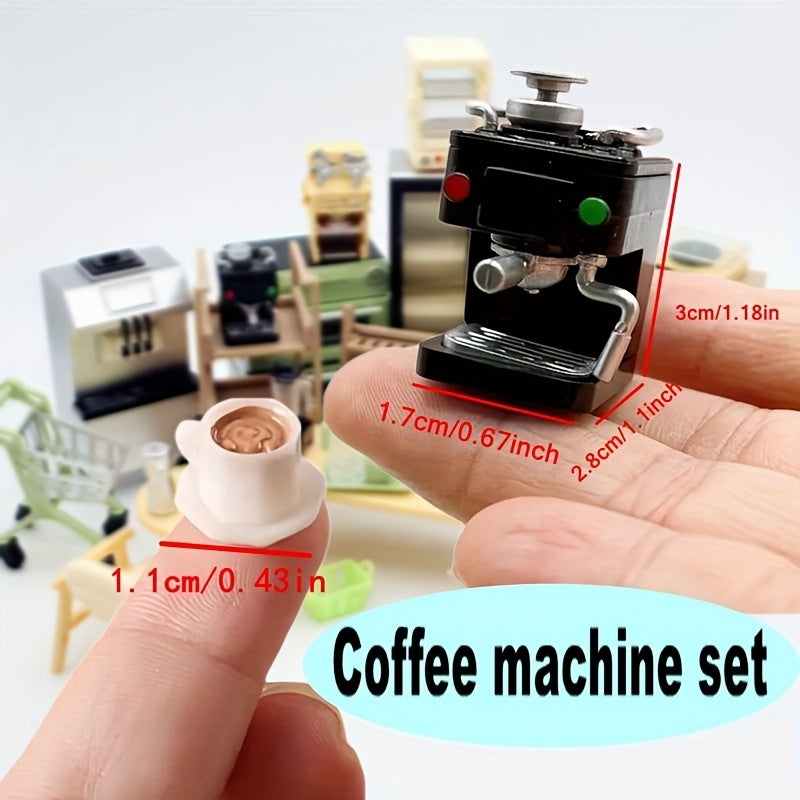 Dollhouse Coffee Machine with Coffee Cup Set - Kitchen Toy Set C