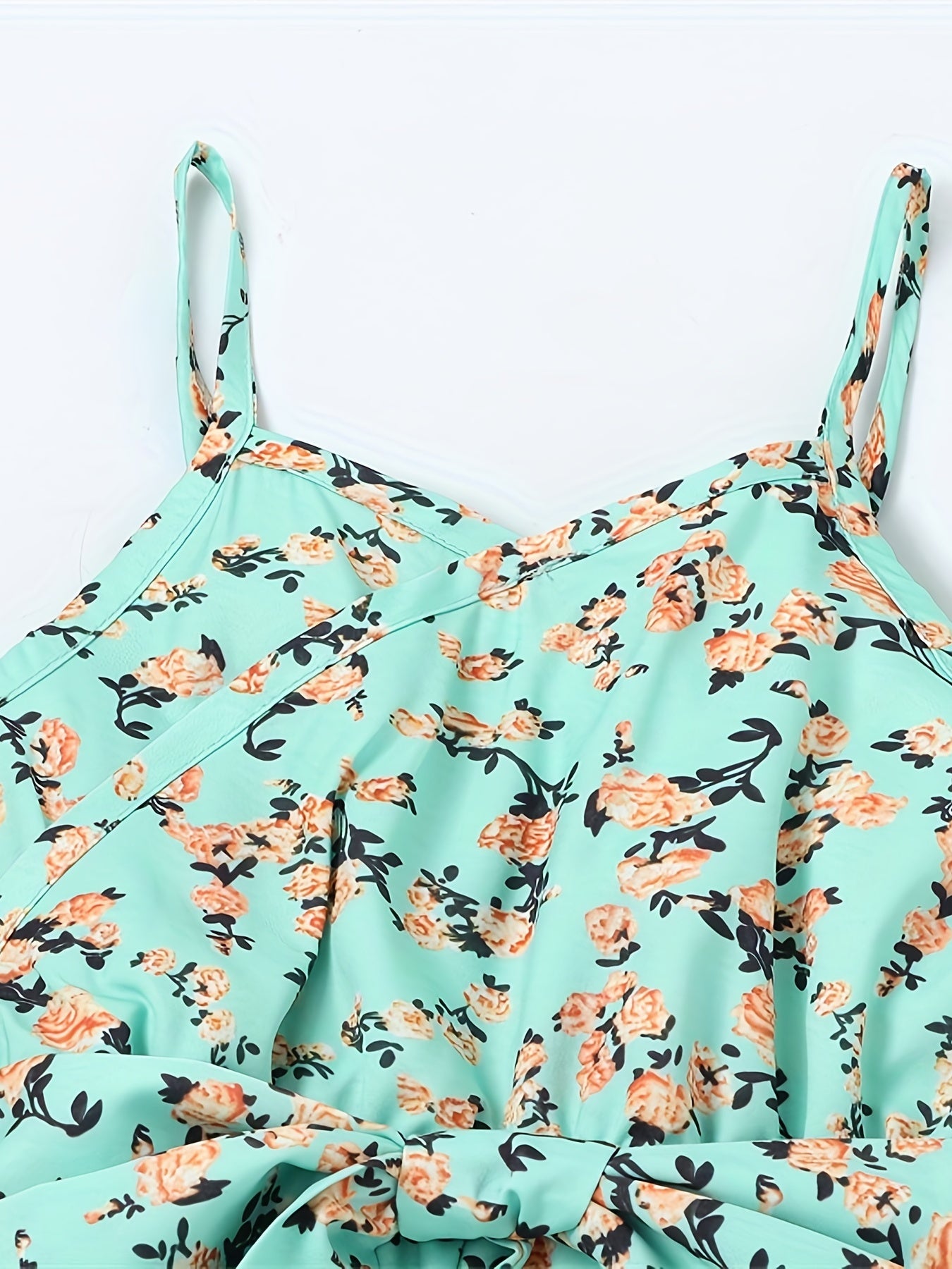 Girls Flower Print Suspender Romper Summer Beach Jumpsuit