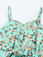 Girls Flower Print Suspender Romper Summer Beach Jumpsuit