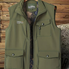 Men's Cargo Vest Stand Collar Zip Up Outwear