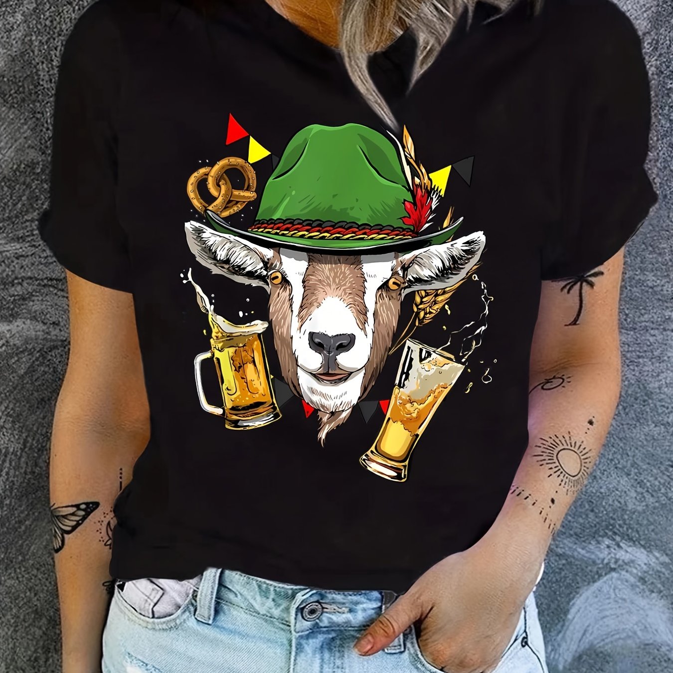 Women's Beer Cup Graphic T-Shirt Short Sleeve Summer Street Sports Top