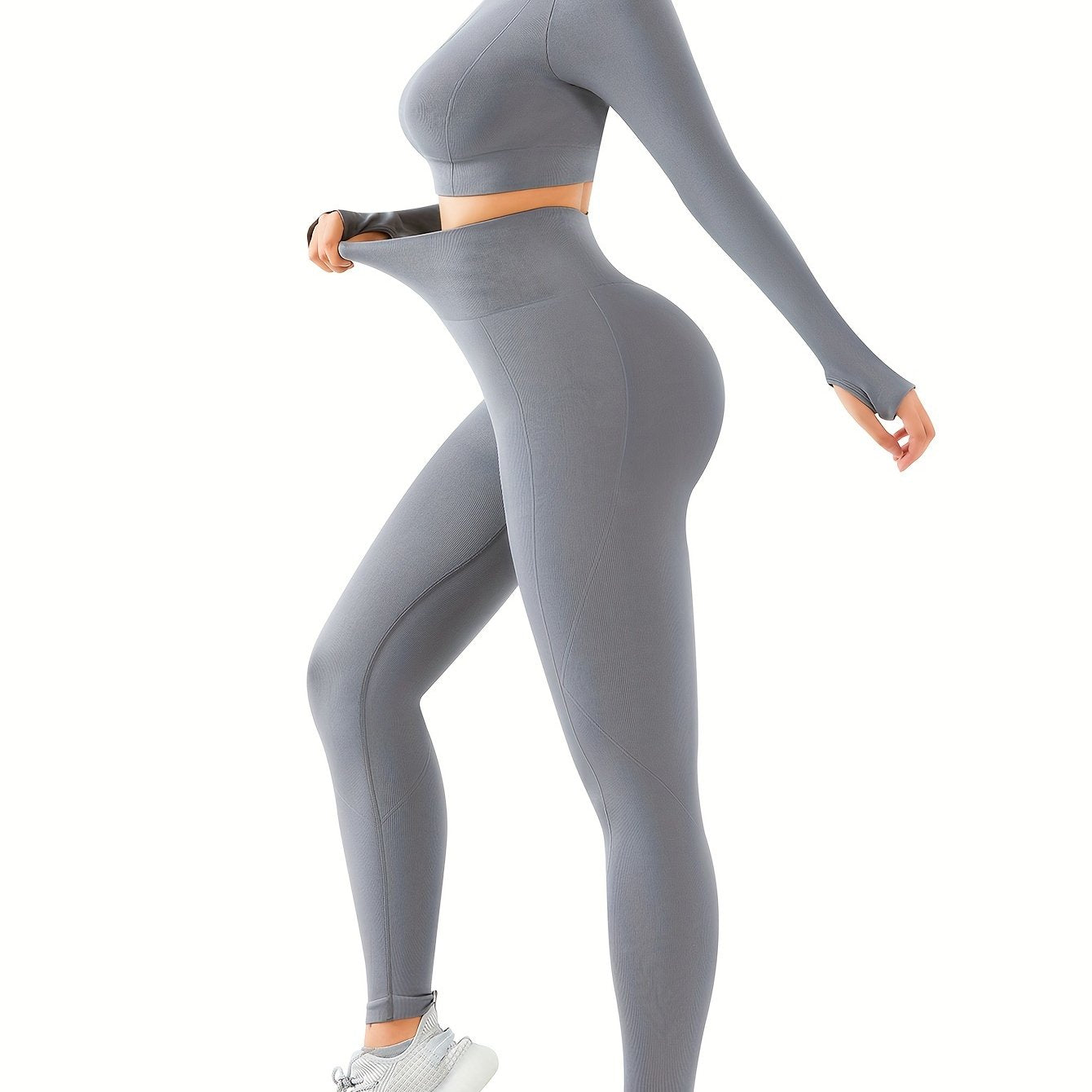 Yoga Workout Set Long Sleeve Top & Leggings Suit Women's Activewear