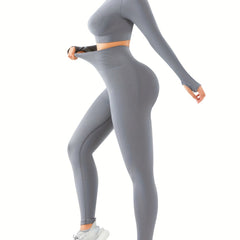 Yoga Workout Set Long Sleeve Top & Leggings Suit Women's Activewear
