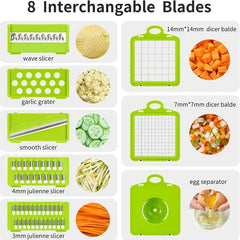 16in1 Onion Chopper Food Cutter With 8 Blades Potato Slicer Shredder