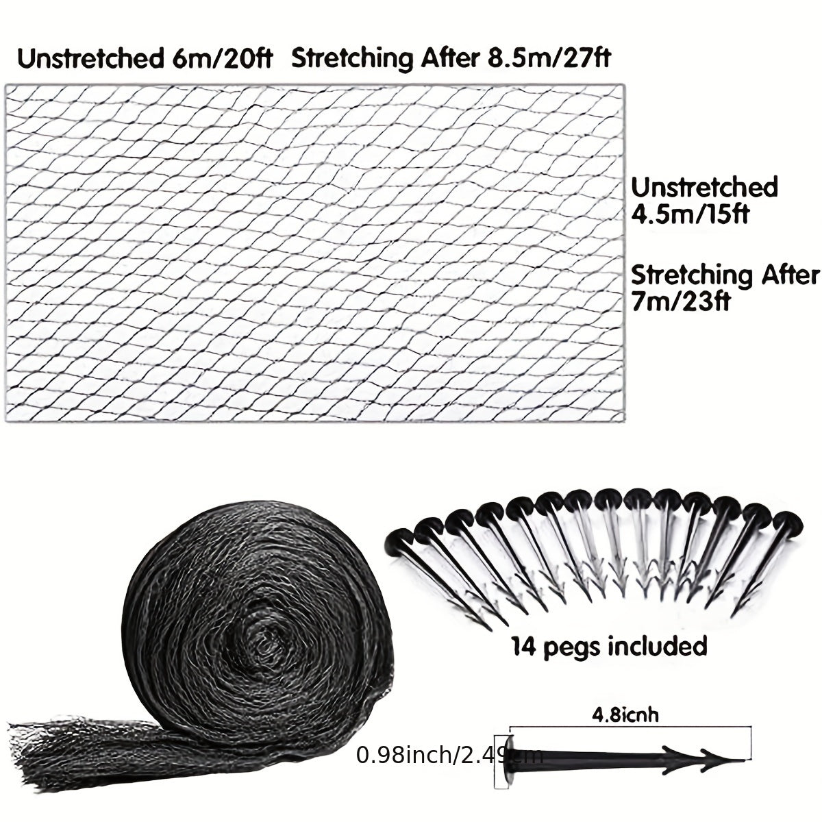 Heavy Duty Pond Net Kit 15x20ft 10x13ft Pool Protection Net Pond Skimmer Net