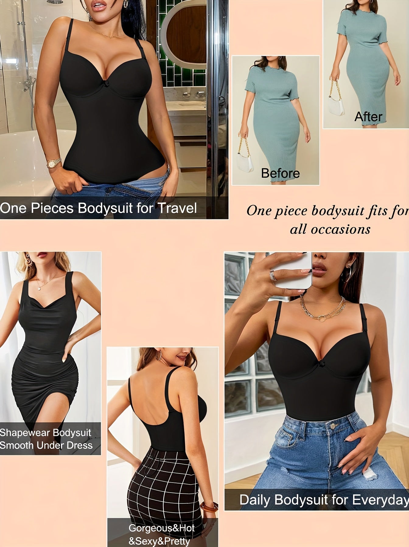 Push Up Tummy Control Body Shaper Bodysuit