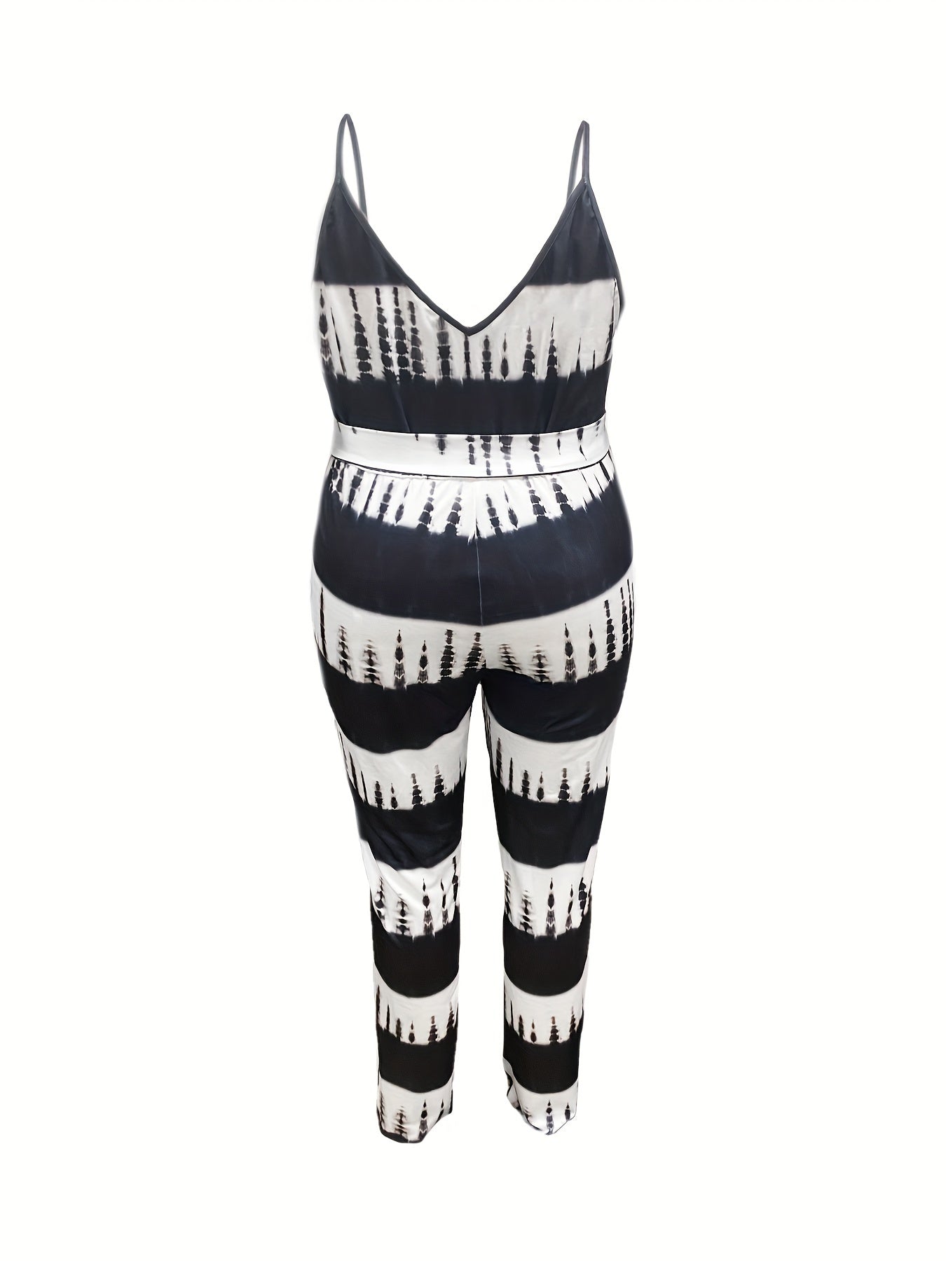 Tie Dye Surplice Neck Jumpsuit with Belt