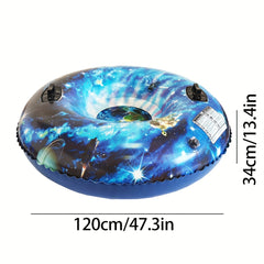 47in Inflatable Snow Tube Foldable Portable with Sturdy Handle