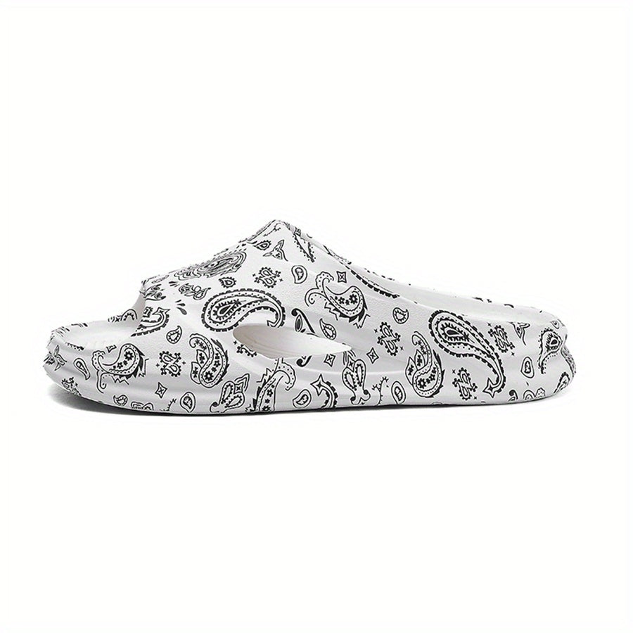 Men's Teardrop Print Slides Non Slip Slippers Open Toe Shoes