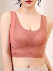 Lace Wire-Free Bra Front Buckle Cross Back Lingerie