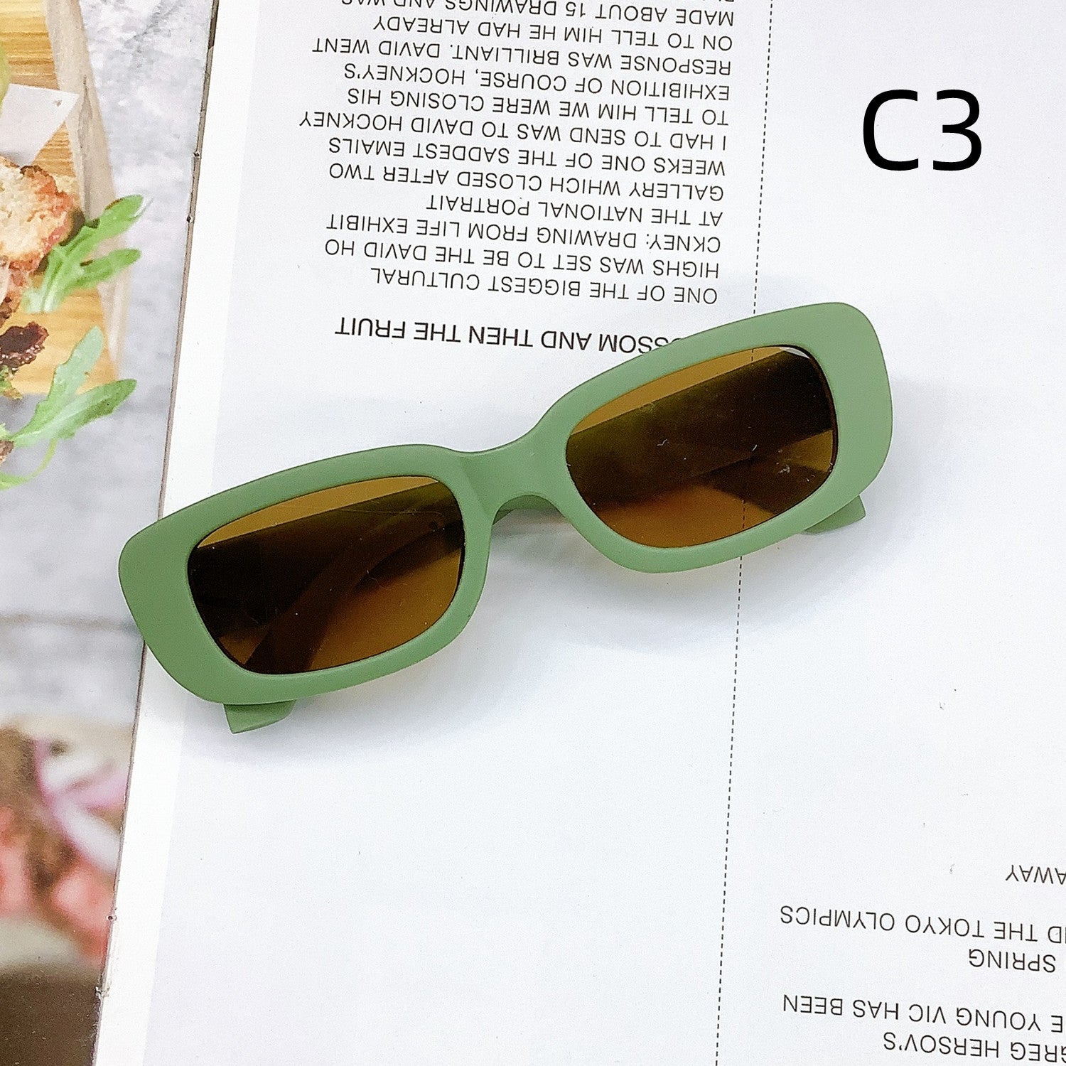 Girls Retro Sunglasses Rectangle Frame UV Protection For Outdoor Activities